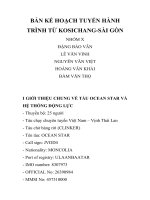 BẢN KẾ HOẠCH TUYẾN HÀNH TRÌNH TỪ KOSICHANGSÀI GÒN