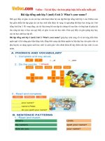 Bài tập tiếng anh lớp 3 (mới) Unit 2: What’s your name?