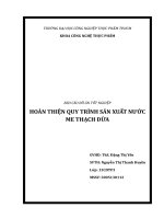 Hoàn thiện chương trình sản xuất nước me thạch dừa