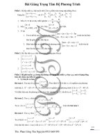 Bài Giảng Trọng Tâm Hệ Phương Trình 2014