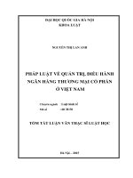 PHÁP LUẬT VỀ QUẢN TRỊ, ĐIỀU HÀNH NGÂN HÀNG THƯƠNG MẠI CỔ PHẦN Ở VIỆT NAM