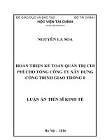 Hoàn thiện kế toán quản trị chi phí cho Tổng công ty xây dựng công trình giao thông 8