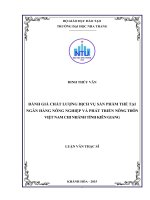 Đánh giá chất lượng dịch vụ sản phẩm thẻ tại ngân hàng nông nghiệp và phát triển nông thôn việt nam   chi nhánh tỉnh kiên giang 