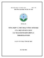 Tổng hợp và thử hoạt tính sinh học của một số dẫn chất 5 (3 halogenoaryliden) 2 thiohydantoin 