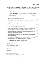 Phiếu đề xuất nhiệm vụ khoa học và công nghệ thuộc Quỹ đổi mới Khoa học công nghệ Quốc gia