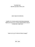 Nghiên cứu sử dụng một số chế phẩm sinh học trong sản xuất lúa an toàn theo hướng VietGAP ở tỉnh thừa thiên huế