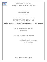 THỰC TRẠNG QUẢN LÝ ĐÀO TẠO TẠI TRƯỜNG ĐẠI HỌC TRÀ VINH