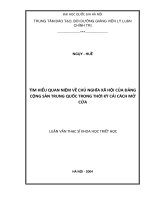 Tìm hiểu quan niệm về chủ nghĩa xã hội của đảng cộng sản trung quốc trong thời kỳ cải cách mở cửa