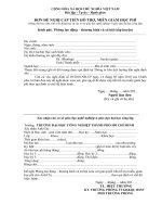 ĐƠN ĐỀ NGHỊ CẤP TIỀN HỖ TRỢ, MIỄN GIẢM HỌC PHÍ