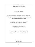 Quản lý hoạt động bồi dưỡng lý luận chính trị cho học viên tại trung tâm bồi dưỡng chính trị huyện bình gia, tỉnh lạng sơn