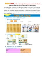 Bài tập tiếng anh lớp 3 (mới) unit 3: This is Tony