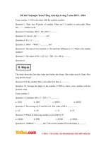 Đề thi Violympic Toán Tiếng Anh lớp 4 vòng 7 năm 2015 - 2016