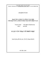 Đạo tin lành và công tác đối với đạp tin lành ở thái nguyên hiện nay