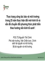 Thực trạng công tác bảo vệ môi trường trong 25 năm thực hiện đổi mới kinh tế và vấn đề chuyển đổi phương thức phát triển theo hướng nền kinh tế xanh