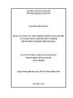 Quản lý công tác chủ nhiệm lớp dân tộc nội trú của giáo viên ở trường hữu nghị 80 trong bối cảnh đổi mới giáo dục