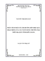 Phân tích nhân tố ảnh hưởng đến hiệu quả hoạt động của các ngân hàng thương mại trên địa bàn tỉnh kiên giang