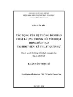 Tác động của hệ thống đảm bảo chất lượng trong đối với hoạt động đào tạo tại học viện kỹ thuật quân sự 
