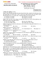 Đề thi khảo sát chất lượng đầu năm lớp 12 môn Hóa học trường THPT Văn Quán, Vĩnh Phúc năm học 2014 - 2015