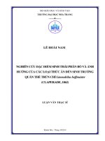 Nghiên cứu đặc điểm sinh thái phân bố và ảnh hưởng của các loại thức ăn đến sinh trưởng quần thể trùn chỉ limnodrilus hoffmeister (claperade, 1862)  