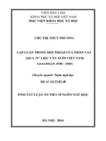 Lập luận trong hội thoại của nhân vật (qua tư liệu văn xuôi việt nam, giai đoạn 1930 1945) (TT)