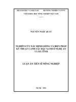 Nghiên cứu xác định giống và biện pháp kỹ thuật canh tác đậu xanh ở Nghệ An và Hà Tĩnh