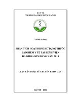 Phân tích hoạt động sử dụng thuốc bảo hiểm y tế tại bệnh viện đa khoa kim bảng năm 2014 