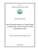 Phân tích hoạt động lựa chọn thuốc tại bệnh viện y học cổ truyền tỉnh thái bình năm 2014 