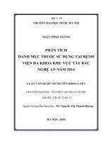Phân tích danh mục thuốc sử dụng tại bệnh viện đa khoa khu vực tây bắc nghệ an năm 2014 
