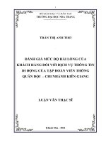 Đánh giá mức độ hài lòng của khách hàng đối với dịch vụ thông tin di động của tập đoàn viễn thông quân đội   chi nhánh kiên giang  