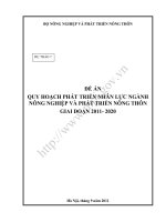 QUY HOẠCH PHÁT TRIỂN NHÂN LỰC NGÀNH NÔNG NGHIỆP VÀ PHÁT TRIỂN NÔNG THÔN GIAI ĐOẠN 2011- 2020
