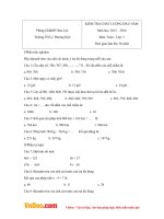 Đề thi khảo sát chất lượng đầu năm môn Toán lớp 3 trường tiểu học Lý Thường Kiệt, Bảo Lộc năm 2015 - 2016