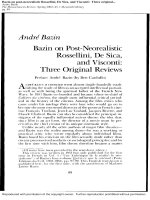 Andr‚ bazin   on post neorealistic rossellini, de sica and visconti ~ three original reviews 