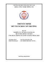 NGHIÊN CỨU KĨ THUẬT ĐÁNH GIÁ ĐỘ TƯƠNG ĐỒNG VĂN BẢN ỨNG DỤNG TRONG SO SÁNH VĂN BẢN TIẾNG VIỆT