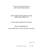 Công trình thủy điện đại ninh trên sông thượng đồng nai – luận chứng kinh tế kỹ thuật – thuyết minh bổ sung công trình thủy công và tổ chức thi công 