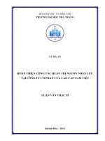 Hoàn thiện công tác quản trị nguồn nhân lực tại công ty cổ phần cửa cao cấp nam việt 