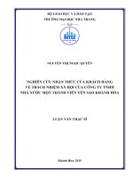 Nghiên cứu nhận thức của khách hàng về trách nhiệm xã hội của công ty TNHH nhà nước một thành viên yến sào khánh hòa 