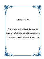 Một số kiến nghị nhằm triển khai áp dụng cơ chế chi tiêu nội bộ trong các đơn vị sự nghiệp có thu trên địa bàn hà nội 