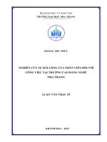 Nghiên cứu sự hài lòng của nhân viên đối với công việc tại trường cao đẳng nghề nha trang 
