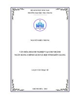 Văn hóa doanh nghiệp tại chi nhánh ngân hàng chính sách xã hội tỉnh kiên giang 