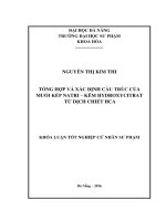NGIÊN CỨU TỔNG HỢP VÀ XÁC ĐỊNH CẤU TRÚC CỦA MUỐI KÉP NATRI – KẼM HYDROXYCITRAT TỪ DỊCH CHIẾT HCA