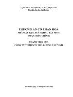 PHƯƠNG ÁN CỔ PHẦN HOÁ NHÀ MÁY GẠO XUẤT KHẨU TÂY NINH (ĐƯỢC ĐIỀU CHỈNH