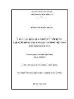 NÂNG CAO HIỆU QUẢ CHO VAY TIÊU DÙNG TẠI NGÂN HÀNG TMCP NGOẠI THƯƠNG VIỆT NAM CHI NHÁNH HÀ TÂY