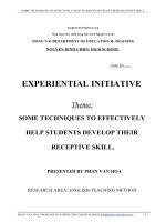 SKKN SOME TECHNIQUES TO EFFECTIVELY HELP STUDENTS DEVELOP THEIR RECEPTIVE SKILL 