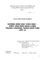SKKN HƯỚNG dẫn học SINH đọc – HIỂU văn bản NGHỊ LUẬN TRONG CHƯƠNG TRÌNH NGỮ văn  lớp 12 