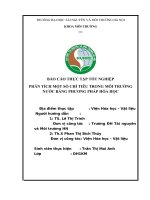 BÁO CÁO THỰC TẬP TỐT NGHIỆP: PHÂN TÍCH MỘT SỐ CHỈ TIÊU TRONG MÔI TRƯỜNG NƯỚC BẰNG PHƯƠNG PHÁP HÓA HỌC