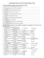 REVISION FOR THE FIRST ONE PERIOD TEST