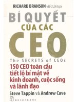 Bí quyết của các CEO  150 CEO toàn cầu tiết lộ bí mật về kinh doanh, cuộc sống và lãnh đạo  steve tappin, andrew cave; dương thùy dung, lê thị minh tâm dịch pdf 
