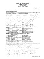 Đề thi thử THPTQG môn tiếng anh tỉnh Bắc giang năm 2016