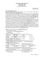 Đề thi thử THPTQG môn tiếng anh tỉnh Bắc giang năm 2016