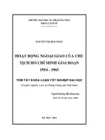 Hoạt động ngoại giao của chủ tịch hồ chí minh giai đoạn 1954   1965 